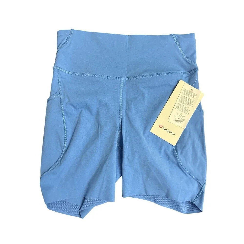 Lululemon Fast & Free High Rise Short 6” with Pockets Size 6 Pool Blue New $74